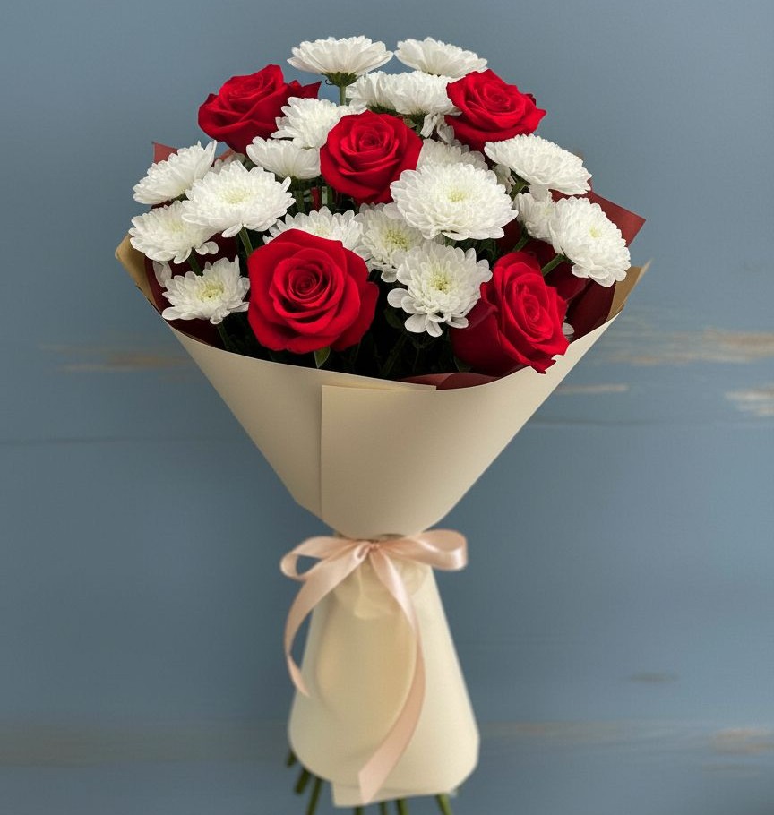 Букет цветов из: Розы и Хризантемы в Садовом Воронежской области