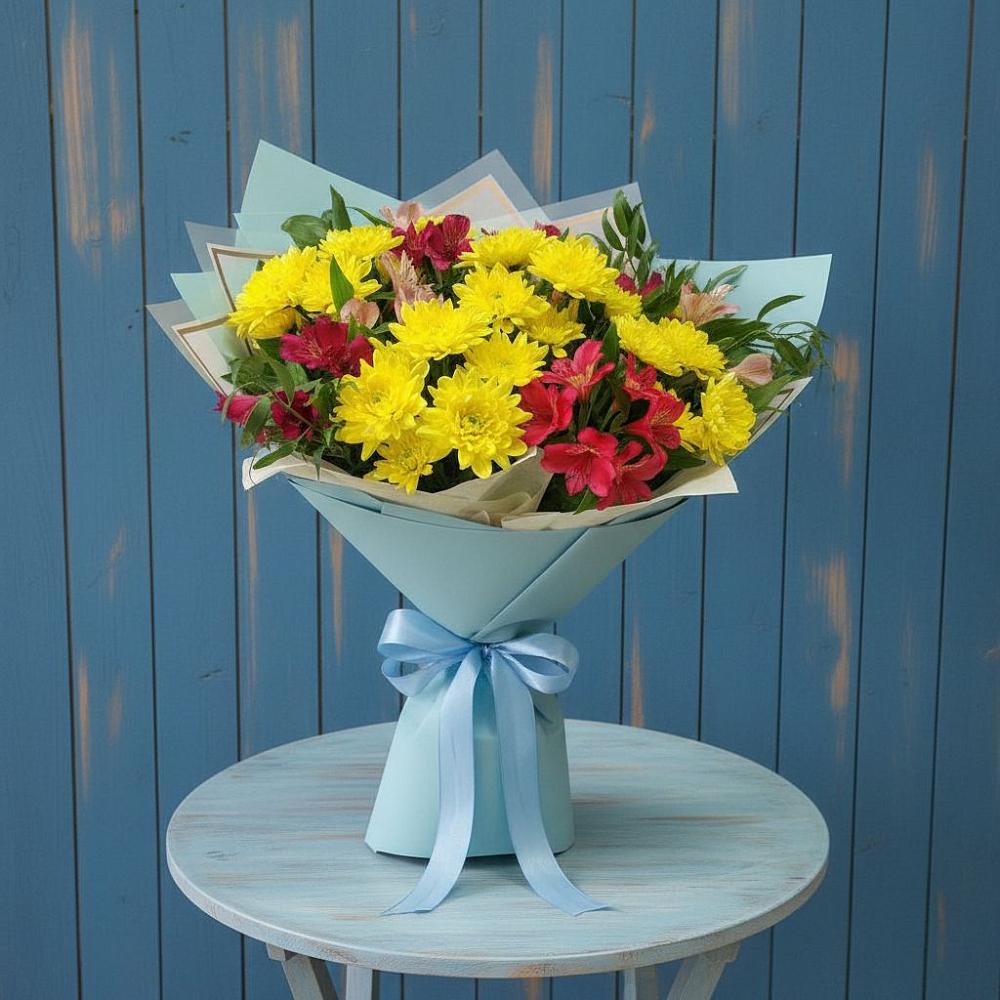 Букет цветов из: Альстромерии и Хризантемы в Садовом Воронежской области