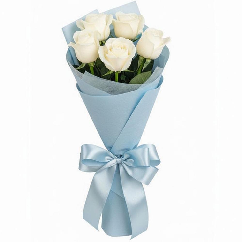 Букет 5 Белых роз Проуд в Садовом Воронежской области