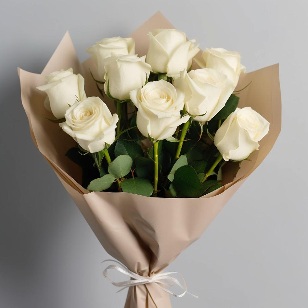 Букет 9 Белых роз Эдлесс Лав в Садовом Воронежской области