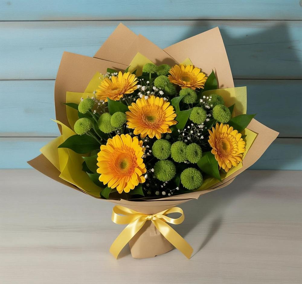 Букет цветов из: Герберы и Хризантемы в Садовом Воронежской области