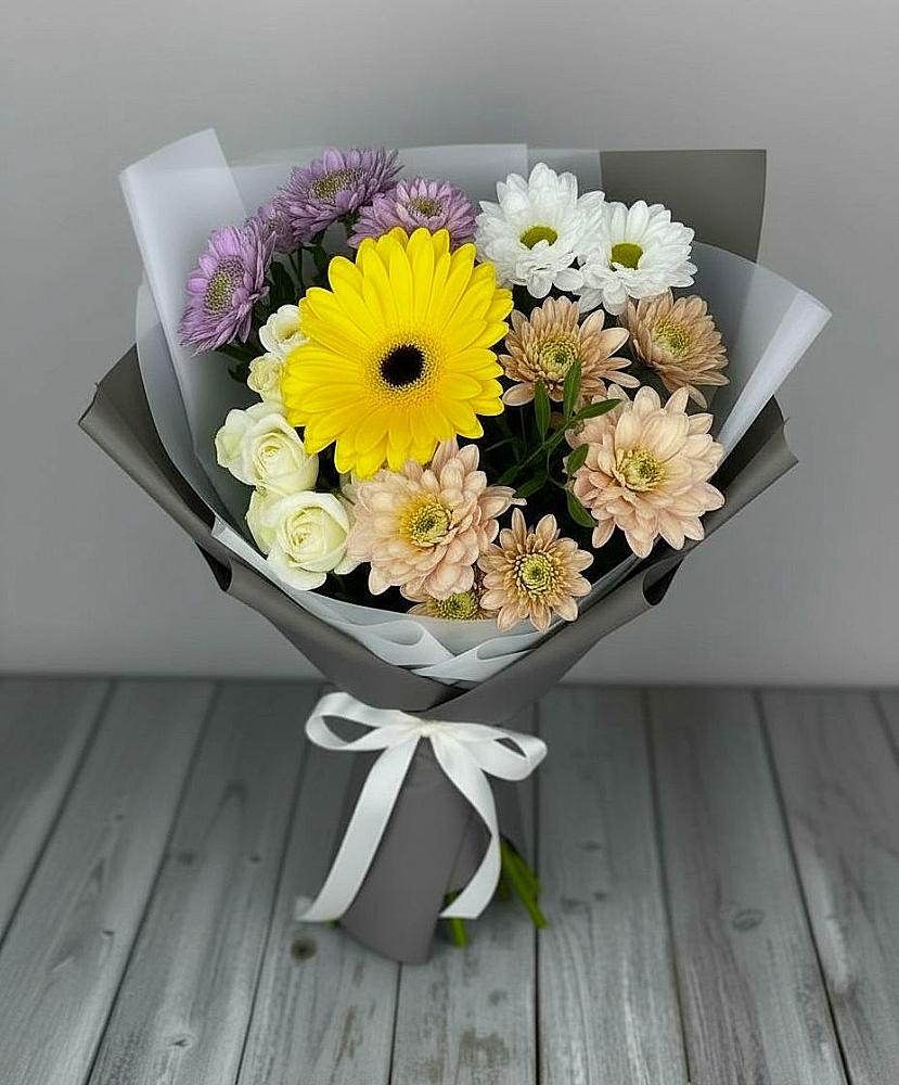 Букет цветов из: Розы, Герберы и Хризантемы в Садовом Воронежской области