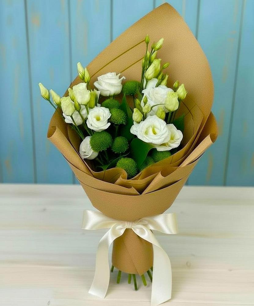 Букет цветов из: Хризантемы и Лизиантусы в Садовом Воронежской области