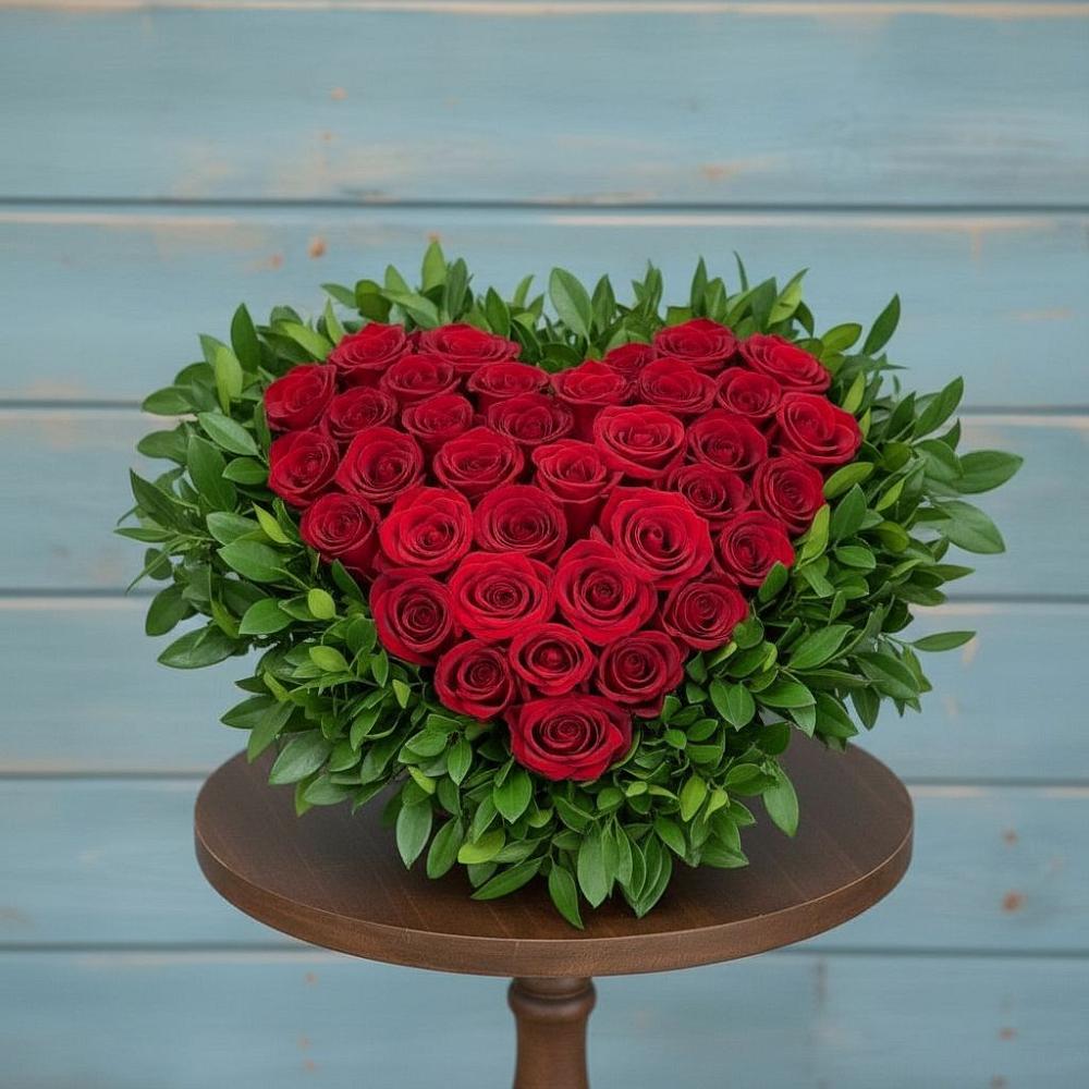 Цветочная композиция из Розы в виде сердца в Садовом Воронежской области