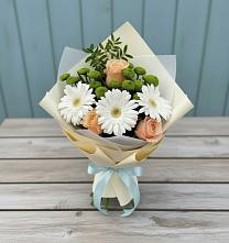 Букет цветов из:  Герберы, Розы и Хризантемы #REPLACE_PRED# Садовом Воронежской области